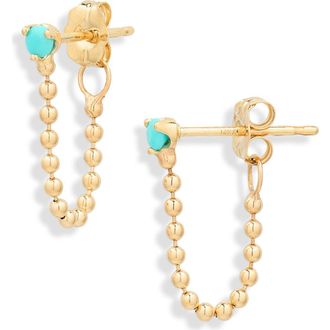Zo&euml; Chicco 14K Gold Turquoise Bead Front/Back Earrings in 14K Yellow Gold /Turquoise at Nordstrom