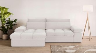 HOME AFFAIRE Ecksofa »ALVERIE mit Recamiere, moderne Steppung, Masse: B/T/H 274/203/106 cm« L-Form mit Wellenunterfederung, mit 4 Rückenkissen, pflegeleicht Stoff