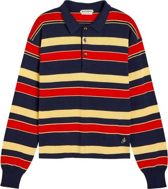 J.W.Anderson striped-pattern polo top - women - Cotton/Wool/Viscose - S - Blue