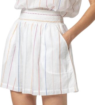 Lilla P Womens Smocked Waist Short Skirt In Multi Stripe