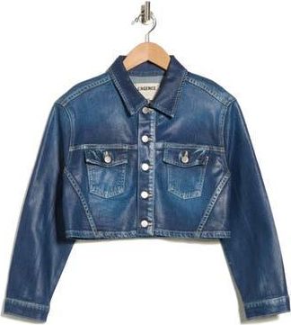 L'agence Genevie Crop Coated Denim Jacket in Ladera Coated at Nordstrom Rack, Size Xx-Small