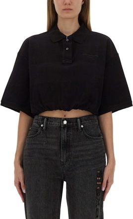 Alexander Wang Black Solid Shirt Collar Polo