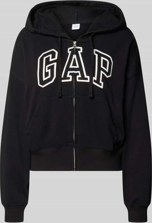 GAP Regular Fit Sweatjacke mit Logo-Stitching Modell Heritage in Black, Gr&ouml;&szlig;e XL