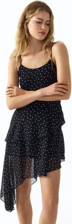 H&M Asymmetric chiffon dress in Black/dotted at Nordstrom, Size X-Small
