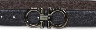 Ferragamo Mens Belt Gancini Reversible Black Leather Calf