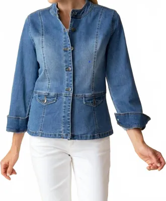 Habitat Stretch Moto Jacket In Denim - Medium Wash