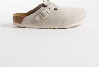 Birkenstock Boston - Zoccoli unisex in camoscio color ostricascuro-Bianco