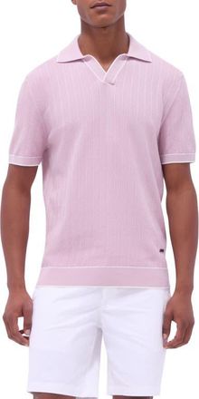 Bugatchi Johnny Collar Rib Polo in Dusty Pink at Nordstrom, Size Xx-Large