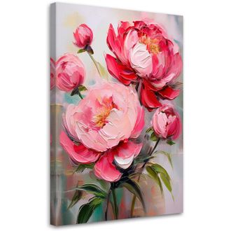 Artgeist Quadro su tela, Fiori di peonia rosa Piante - 70x100
