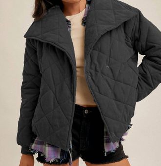 Hem & Thread Quilted Jumper In Washed Black