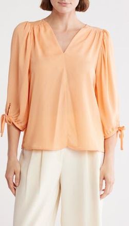 Renee C V-Neck Tie Sleeve Top in Melon at Nordstrom Rack, Size X-Large