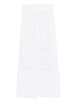 Brandon Maxwell net stitch pearl trim skirt - White