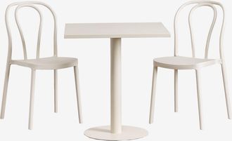 Sklum Set De Mesa Cuadrada 70x70 Cm Y 2 Sillas De Jard&iacute;n Mizzi Sklum
