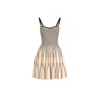 Elisabetta Franchi Tweekleurige Gebreide Jurk - Dames - Korte kleedjes - Veelkleurig - 2XL - Leer - Kleedjes