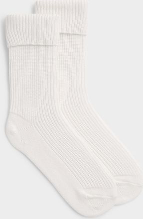 Simons Womens Folded-hem pure cashmere socks Made in Portugal