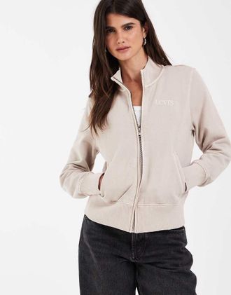 Levi's maglione slim fit con zip e collo a imbuto bianco sporco