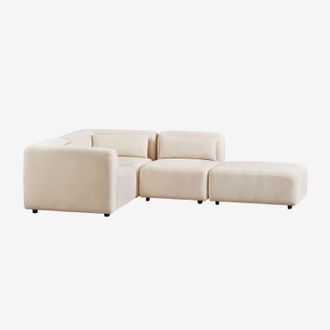 Sklum Sklum - Sof&aacute; Modular Rinconera De 3 Piezas Con Puff Fogler