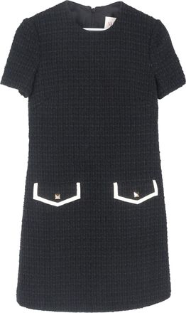 Valentino Valentino Garavani Boucl&eacute; minijurk met klepzakken in zwarte viscose