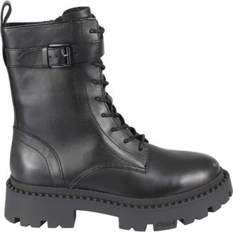 Ash Gena Leren Combat Boots - Dames - Veterlaarzen - Zwart - 40 EU - Leer - Schoenen