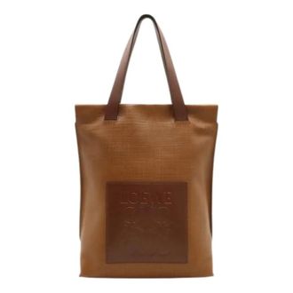 Loewe Pre-owned Linnen Tote Tas - Dames - Vintage Shopper - Bruin - ONE Size - Linnen - Vintage