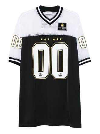 Off-white Jurk met mesh vlak en nummerprint - Zwart