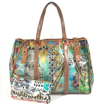 Prada Multi-Color Vinyl Shoulder Bag Tote Bag (Pre-Owned)