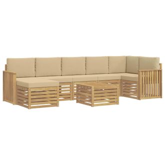 vidaXL Conjunto De Sof&aacute;s De Exterior 8 Uds. Y Beige Poli&eacute;ster Vidaxl