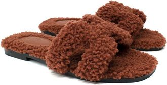 Hermès Shearling Oran Sandals Size 36