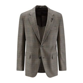 Lardini Prince of Wales Wol Blazer - Heren - Jassen - Bruin - Maat: XL Wol