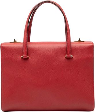 Prada Pre-owned Handbags, female, Red, Size: ONE SIZE Pre-owned Structured Leather Satchel