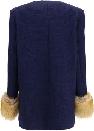 Valentino Garavani Womens Blue Wool Oves Aries Coat Clothing
