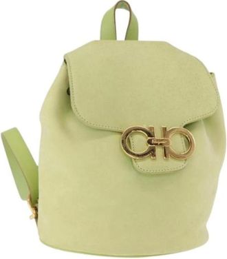 Ferragamo Pre-owned Backpacks, female, Green, Size: ONE SIZE Pre-owned Suede Backpack