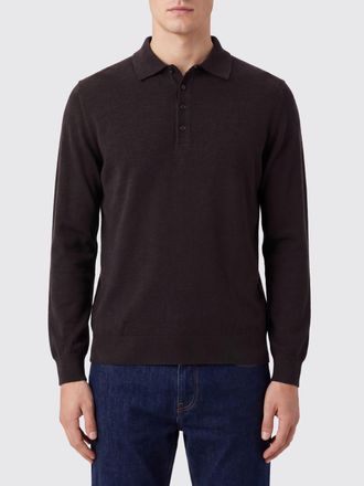 KANGRA Polo a manica lunga in lana merino extrafine con colletto a costine