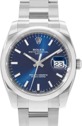 Rolex Pre-owned Rolex Oyster Perpetual 34 Automatic Chronometer Blue Dial Mens Watch 115200 BLSO