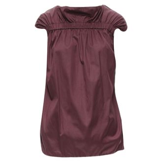 Marni cotton elasticated ruched cap sleeve boxy top
