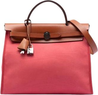 Herm&egrave;s Pre-owned Handbags, female, Pink, Size: ONE SIZE Pre-owned Canvas Shoulder Bag