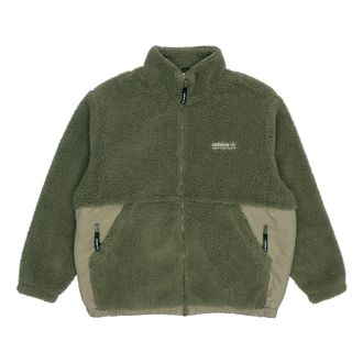 adidas Mens adidas originals Adv Sherpa Outdoor logo Sports Splicing Stand Collar Jacket Green HC0365