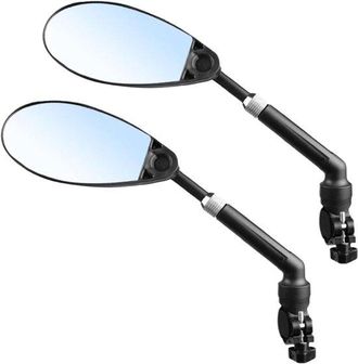 No Brand Juego De 2 Espejos Retrovisores Para Bicicleta Con Forma De L&aacute;grima, Cristal Azul Antirreflejos Y Soporte De Montaje De Metal Ajustable Y Flexible Par