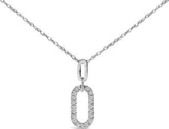 House of Brilliance 14K White Gold Diamond Accent Paperclip Pendant Necklace