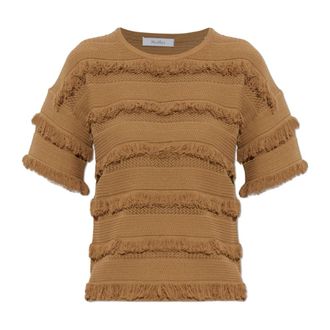 Max Mara Garza Top - Dames - Ronde hals truien - Bruin - XS - Polyester - Truien & Vesten
