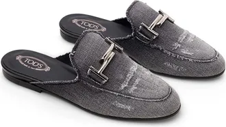 Tod's Denim Logo Mule - Black
