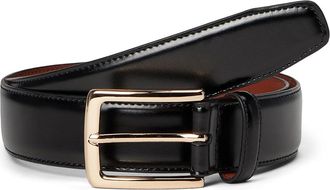 Johnston & Murphy Burnished Leather W/ Brass Buckle Mens Belts Black : 40 Waist