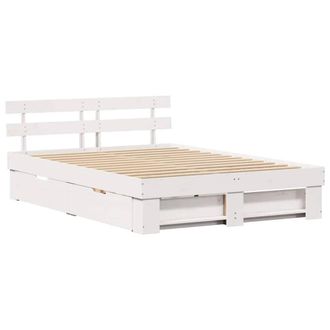 Berkfield Home with Drawer with Headboard with Storage White 150 x 200 cm Solid