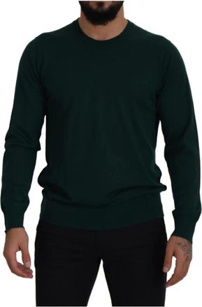 Dolce & Gabbana Groene Cashmere Crew Neck Sweater - Heren - Cashmere truien - Groen - S - Kasjmier - Truien & Vesten