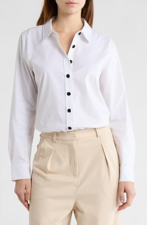L'agence Blake Button-Up Bodysuit in White/Black Rose at Nordstrom Rack, Size Xx-Small