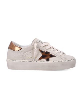 Golden Goose Platform Sneakers with Pony Hair Star and Copper Accents