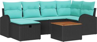 vidaXL Conjunto De Sof&aacute;s De Jard&iacute;n 7 Uds. Negro Polirat&aacute;n Vidaxl