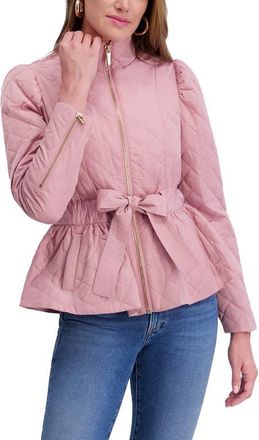 Kensie Quilted Peplum Jacket in Rose at Nordstrom, Size X-Large