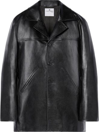 Courr&egrave;ges notched-lapels tailored leather jacket - men - Calf Leather - M - Black
