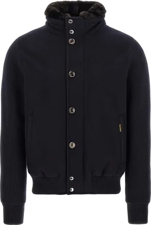 Moorer Blue Wool Mens Bomber